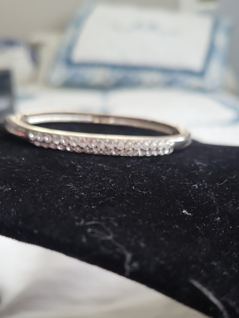 Swarovski Silver Crystal Pavé Bangle Bracelet - Women Jewelry